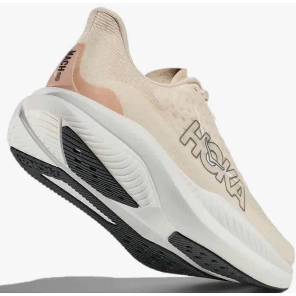 HOKA One One Mach 6 Women 9 Running Shoes White Eggnog Lightweight Sneakers